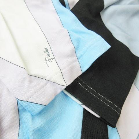 【中古】エミリオプッチ カシュクールワンピース ミモレ 長袖 ストレッチ とろみ ギャザー プッチ柄 総柄 44 M 青 エミリオプッチ EMILIO PUCCI カシュクールワンピース ミモレ ロング