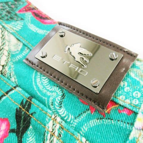 【中古】エトロ Neiman Marcus デニムパンツ ジーンズ テーパード ストレッチ ペイズリー柄 ロゴプレート 29 緑 ETRO（エトロ） ETRO Neiman Marcus デニムパンツ ジーンズ テーパード