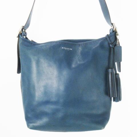 【中古】コーチ COACH レガシー ショルダーバッグ レザー 革 ロゴ タッセル 青 ブルー 19889 /CK13 ■GY35 COACH（コーチ） レガシー ショルダーバッグ レザー 革 ロゴ タッセル