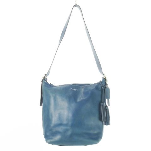 【中古】コーチ COACH レガシー ショルダーバッグ レザー 革 ロゴ タッセル 青 ブルー 19889 /CK13 ■GY35 COACH（コーチ） レガシー ショルダーバッグ レザー 革 ロゴ タッセル