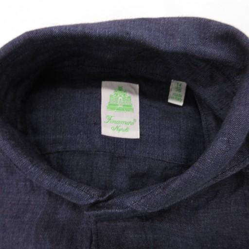 【中古】未使用品 フィナモレ finamore タグ付き シャツ 長袖 シアー 麻 リネン 36 紺 ネイビー /XZ ■GY99 メンズ 未使用品 フィナモレ finamore タグ付き シャツ 長袖 シアー 麻 リネン