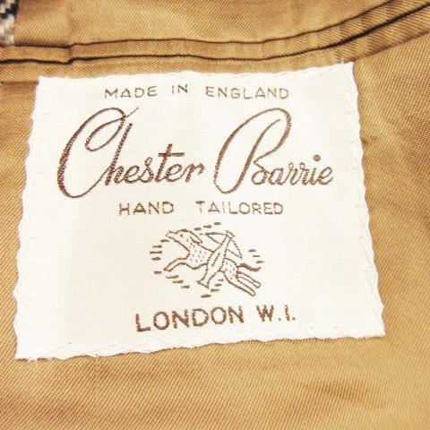 【中古】チェスターバリー カシミヤ テーラードジャケット ツイード 総裏地 サイドベンツ 千鳥格子 チェック 茶 チェスターバリー CHESTER BARRIE カシミヤ テーラードジャケット