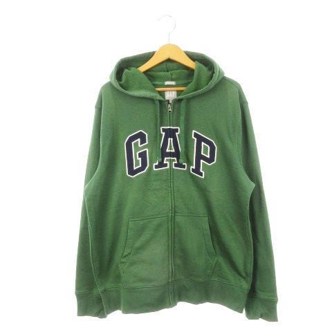 GAP（ギャップ） ジップパーカー ジャケット ロゴ 裏起毛 L 緑