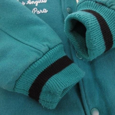 Stussy XL 緑色 スタジャン 刺繍 00's stussy ステューシー SSリンク ワッペンロゴ ラインリブ