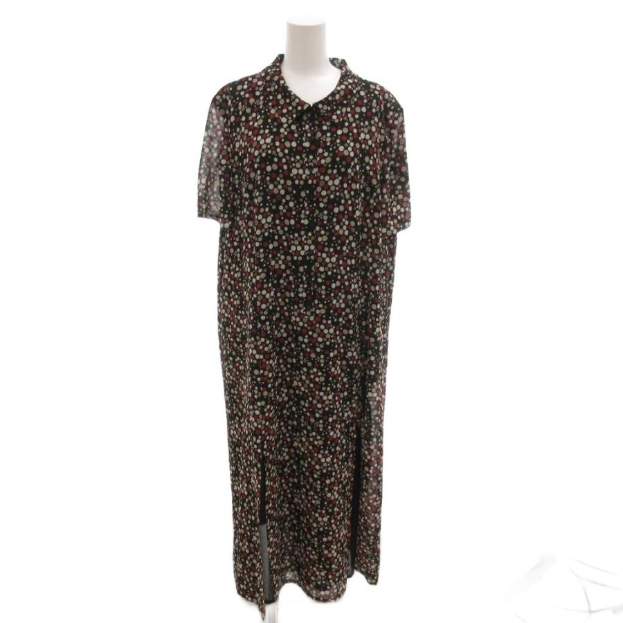 レリアン Leilian ワンピース 17+ 黒 ブラック 半袖 ドット 赤 大きい