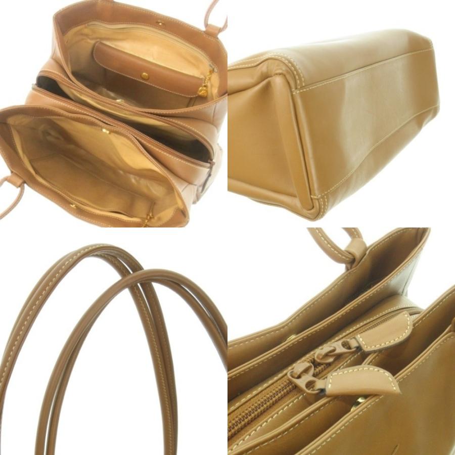 Kitamura（キタムラ） トートバッグ レザー ロゴ ポーチ付き 茶