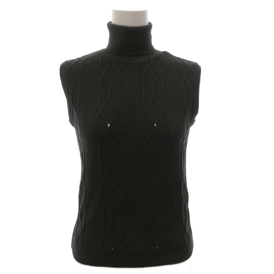 ヴェルサーチジーンズ ノースリーブセーター ケーブルニット L 緑 ヴェルサーチジーンズ VERSACE JEANS COUTURE ノースリーブセーター