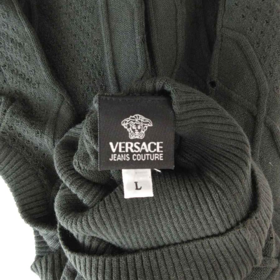 ヴェルサーチジーンズ ノースリーブセーター ケーブルニット L 緑 ヴェルサーチジーンズ VERSACE JEANS COUTURE ノースリーブセーター