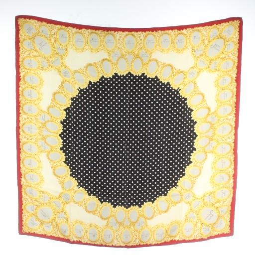 美品　Dior　クリスチャンディオール　大判スカーフ　シルク　総柄　ITALY Christian Dior（クリスチャン・ディオール） スカーフ 大判 絹 シルク