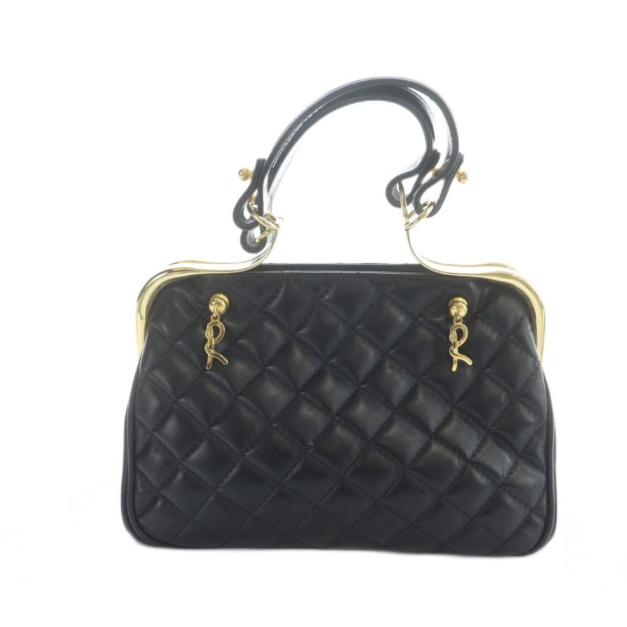 ロベルタディカメリーノ　ベルベット ハンドバッグ 黒 ゴールド金具 ROBERTA DI CAMERINO（ロベルタ ディ カメリーノ）ハンドバッグ