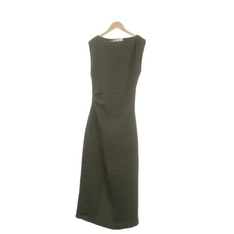ZARA（ザラ） ワンピース XS 緑 カーキ 茶 ブラウン 無地 ボートネック