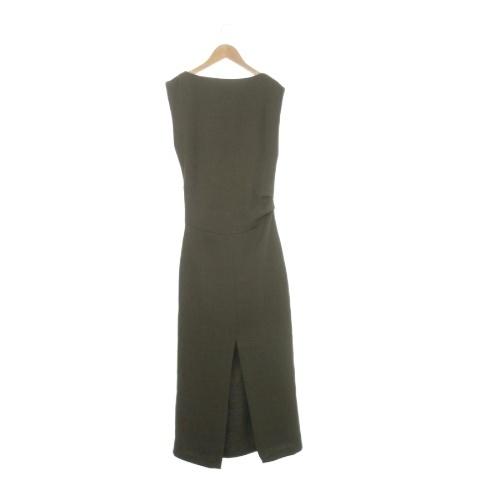 ZARA（ザラ） ワンピース XS 緑 カーキ 茶 ブラウン 無地 ボートネック