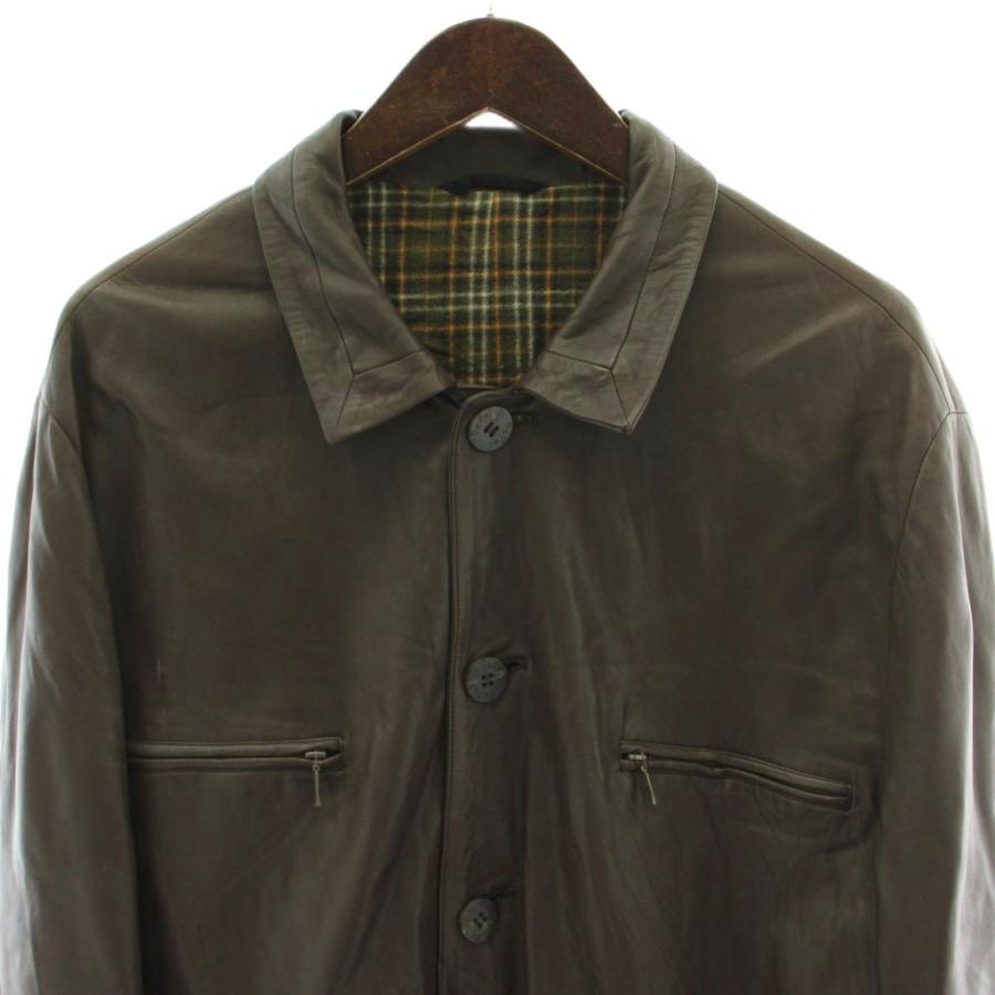 高級　PAPAS papas パパス コーデュロイ ラムレザー ジャケット　羊革 パパス Papas レザージャケット 羊革 ラムレザー M 茶 ブラウン ステン