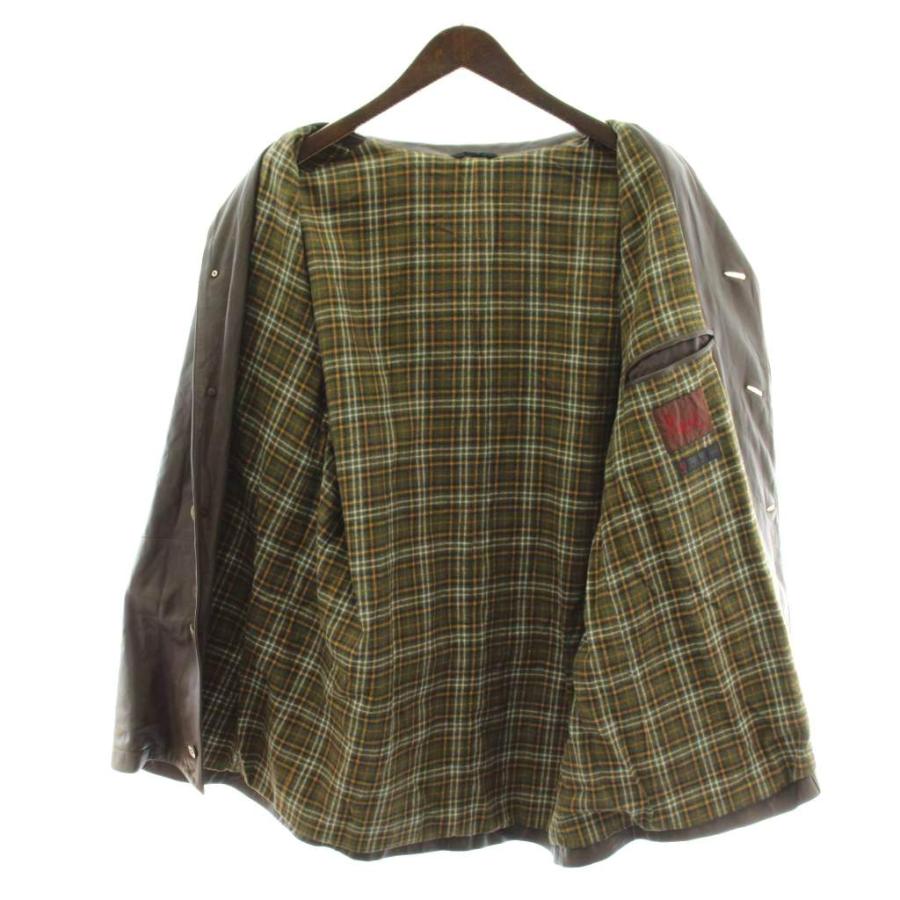 高級　PAPAS papas パパス コーデュロイ ラムレザー ジャケット　羊革 パパス Papas レザージャケット 羊革 ラムレザー M 茶 ブラウン ステン