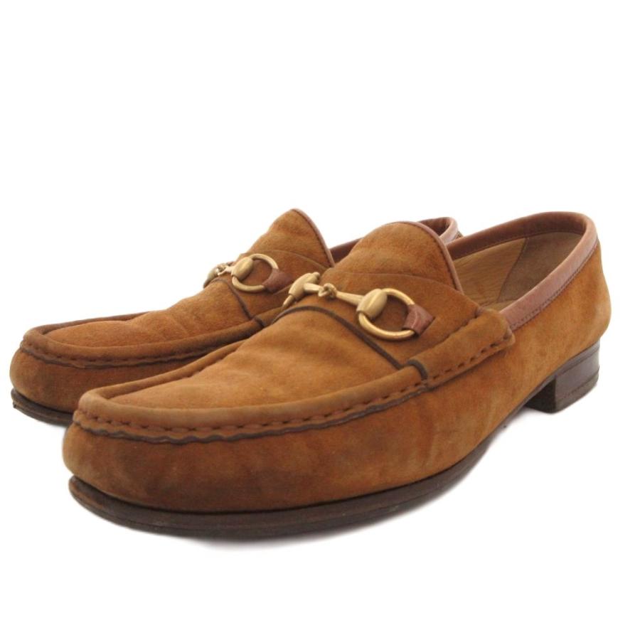 GUCCI グッチ ホースビットローファー スエード 茶 23.5 GUCCI（グッチ） ホースビット ローファー シューズ スエード ゴールド