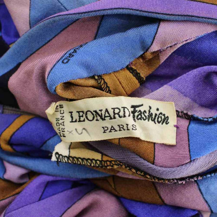 LEONARD（レオナール） ワンピース XS 青 ブルー マルチカラー 長袖