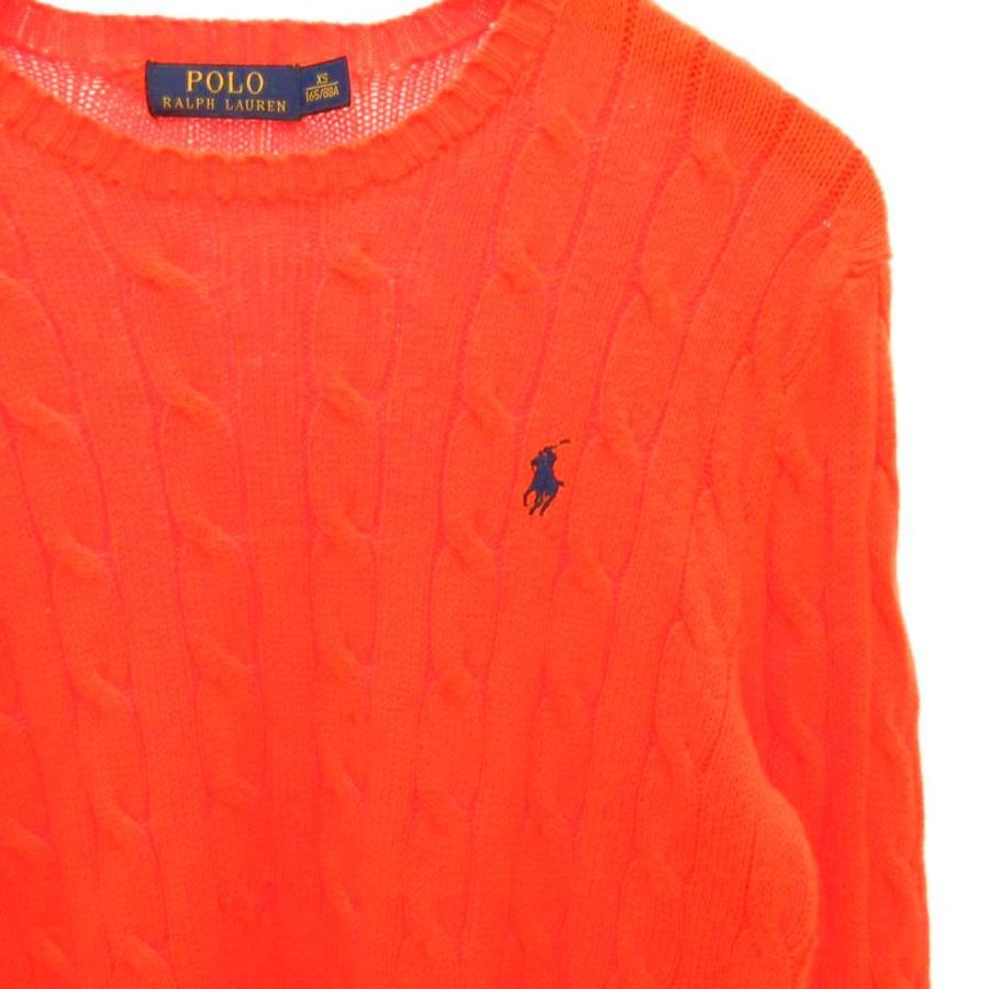 ポロラルフローレン ネイビー ケーブルニットセーター XＳサイズ　オレンジポニー POLO RALPH LAUREN（ポロ・ラルフローレン） ニット セーター ケーブル