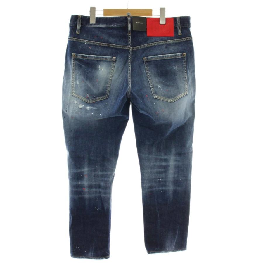 未使用品 DSQUARED2 SKATER JEAN デニムパンツ ジーンズ テーパード ダメージ加工 ペイント 54 インディゴ 青 S74LB1255 S30789_1