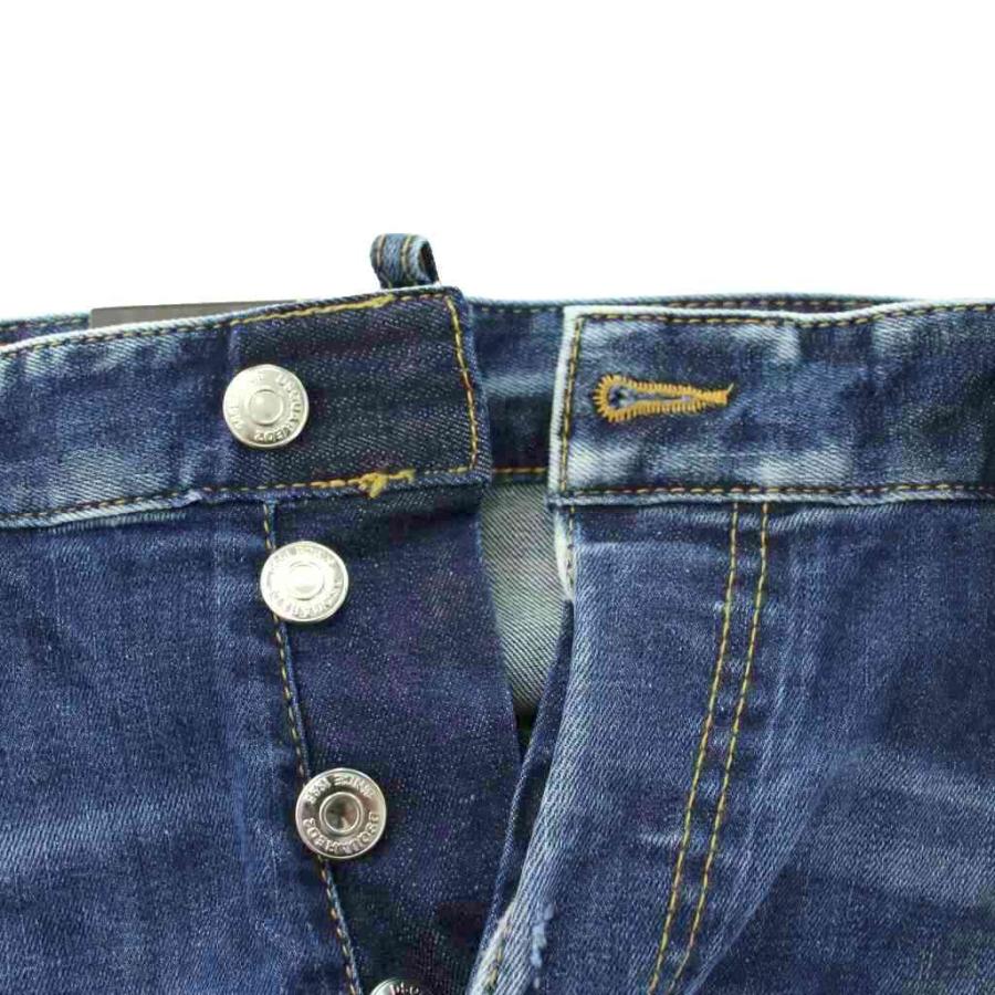 未使用品 DSQUARED2 SKATER JEAN デニムパンツ ジーンズ テーパード ダメージ加工 ペイント 54 インディゴ 青 S74LB1255 S30789_3
