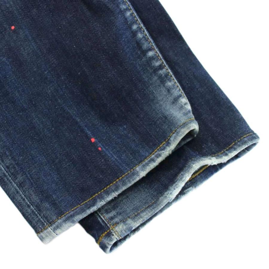 未使用品 DSQUARED2 SKATER JEAN デニムパンツ ジーンズ テーパード ダメージ加工 ペイント 54 インディゴ 青 S74LB1255 S30789_5