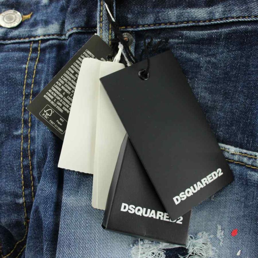 未使用品 DSQUARED2 SKATER JEAN デニムパンツ ジーンズ テーパード ダメージ加工 ペイント 54 インディゴ 青 S74LB1255 S30789_7