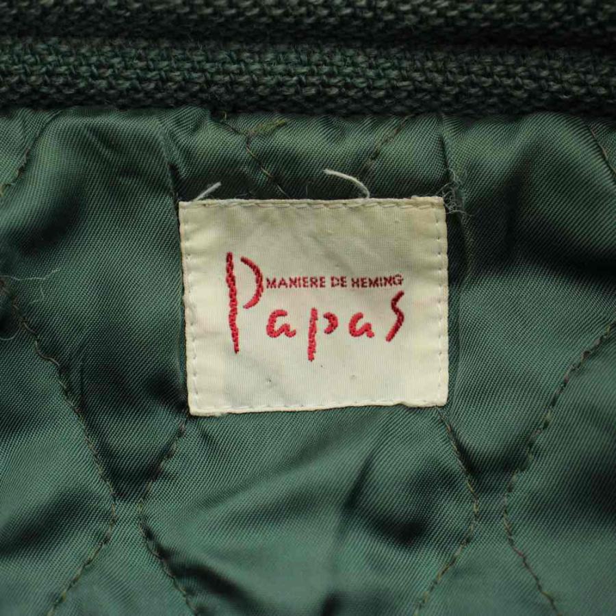 パパス Papas スタジアムジャンパー ウール レザー M 緑 グリーン