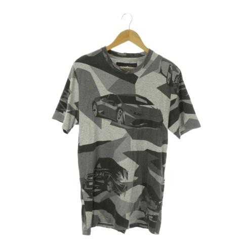 ハイドロゲン HYDROGEN 半袖Tシャツ クルーネック XL グレー 車柄 総柄 