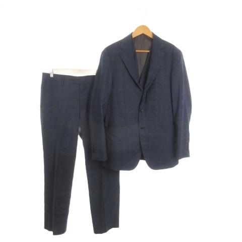オリヒカ　メンズスーツ　スリーピース　セットアップ　濃紺ブルー　チェック オリヒカ ORIHICA JKP SUIT スーツ セットアップ スリーピース A5 紺