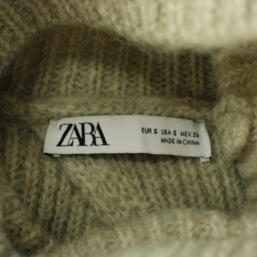 ZARA ニットベスト タートルネック ハイネック ZARA - 【ZARA】ニット ベスト ケーブルニット M 白 ハイネック