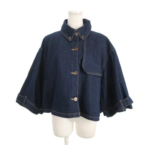 ZARA（ザラ） デニムジャケット XS 青 ダークブルー 七分袖 ボタン留め