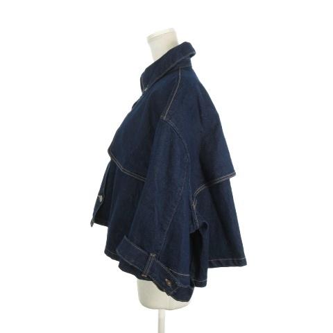 ZARA（ザラ） デニムジャケット XS 青 ダークブルー 七分袖 ボタン留め