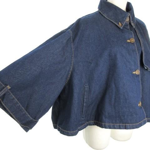 ZARA（ザラ） デニムジャケット XS 青 ダークブルー 七分袖 ボタン留め