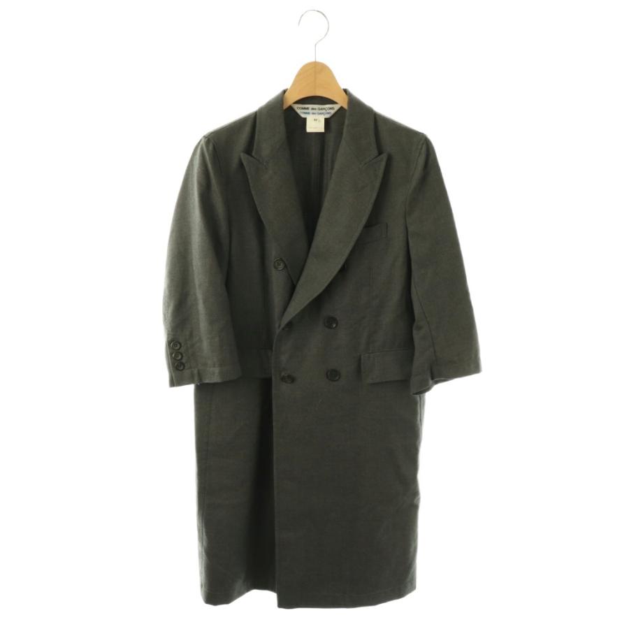 コムデギャルソンオム　ダークグリーンダブルブレストピーコート コムデギャルソンコムデギャルソン COMME des GARCONS コムコム ダブル
