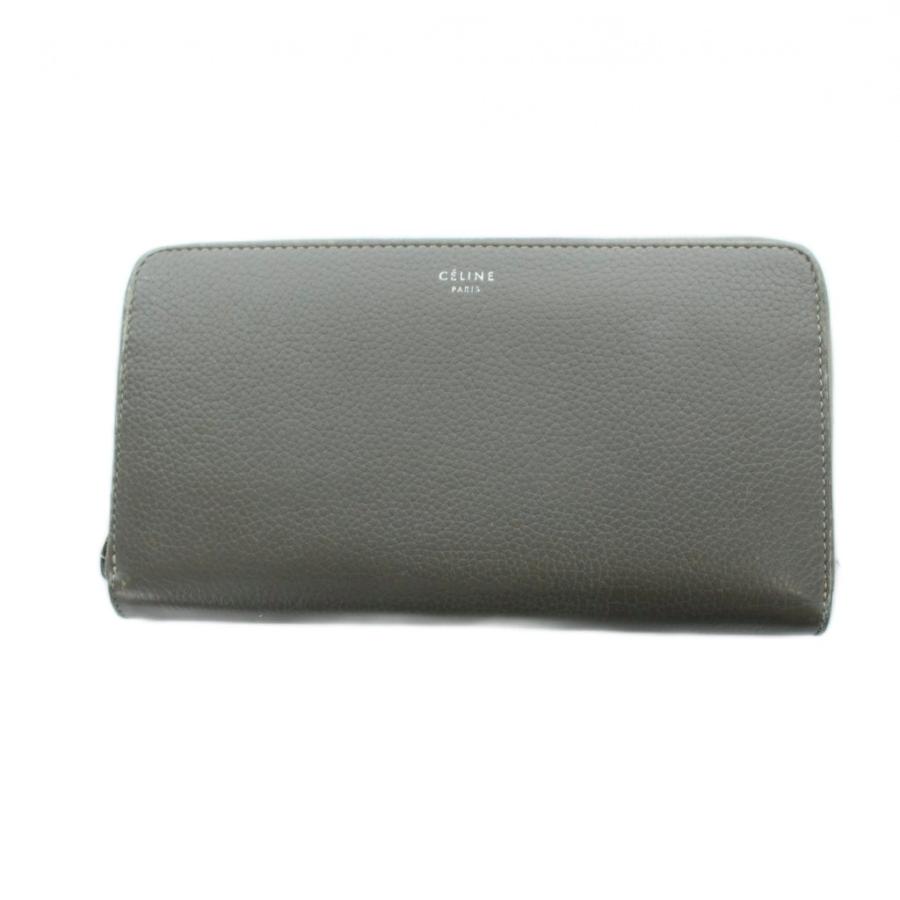 CELINE（セリーヌ） ラージ ジップドウォレット 長財布 ロゴ レザー 