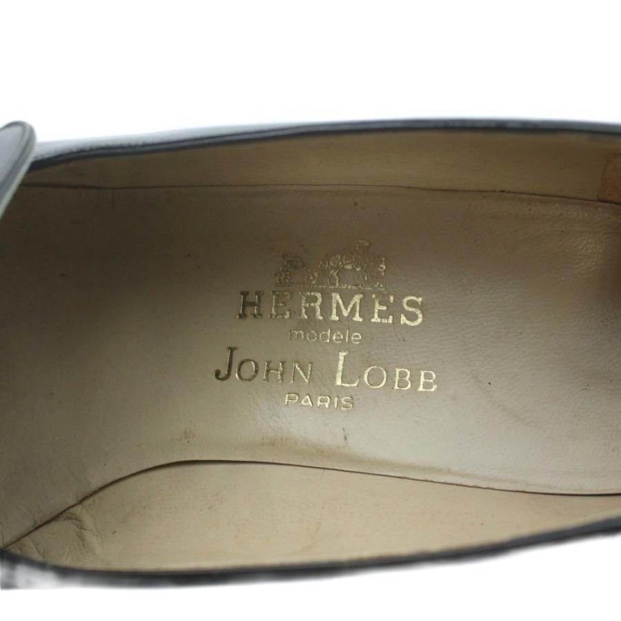 エルメス HERMES JOHN LOBB ジョンロブ製 パンプス ローファー ハイヒール レザーシューズ ケリー金具 37 24 黒 ブラック_6
