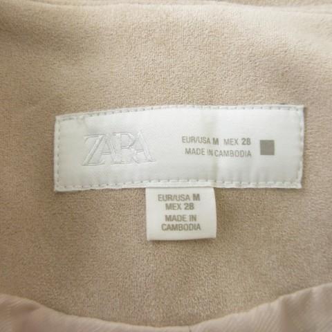 ZARA（ザラ） フェイクスエードジャケット 上着 M ピンクベージュ ノー