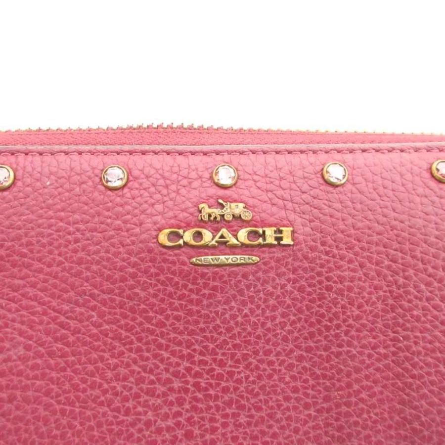 COACH（コーチ） 長財布 ウォレット ボルドー スタッズ装飾 ラウンド 