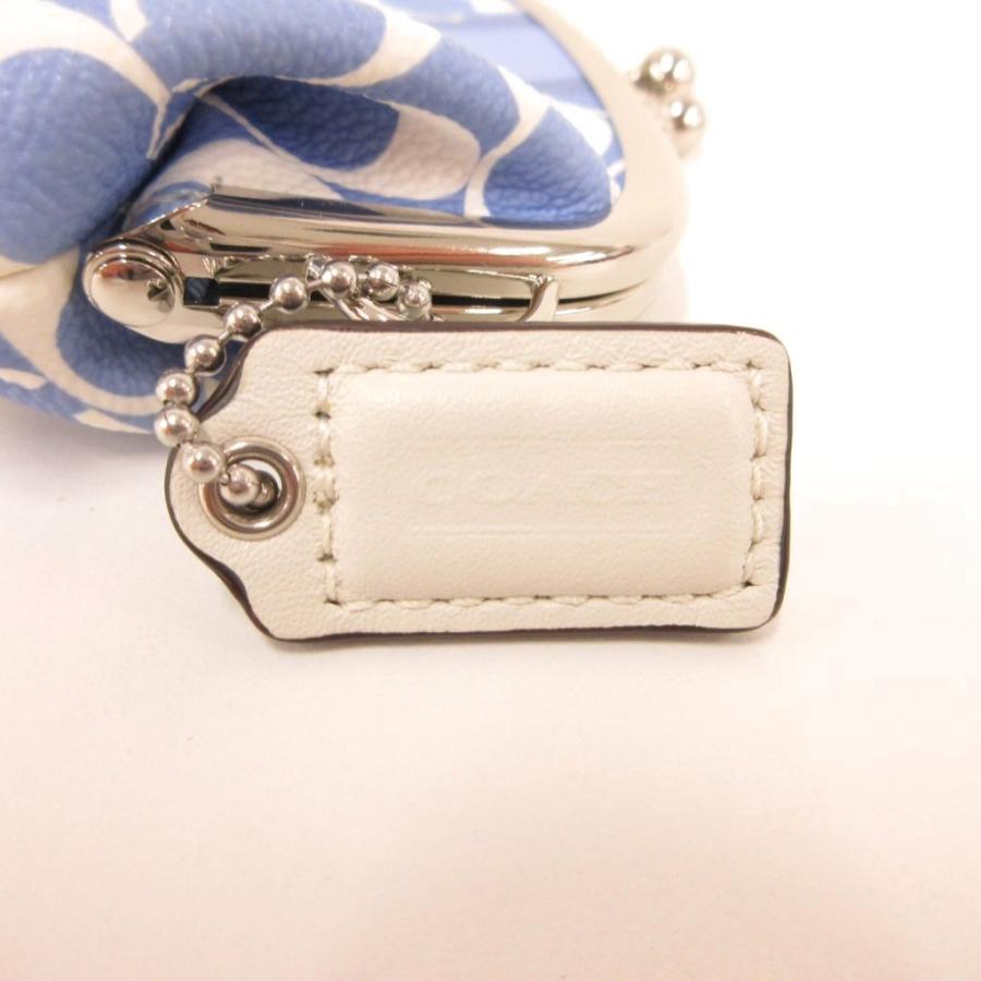 COACH 小銭入れ がま口財布 レディース COACH（コーチ） がま口財布 ウォレット 小銭入れ 青 ブルー 白