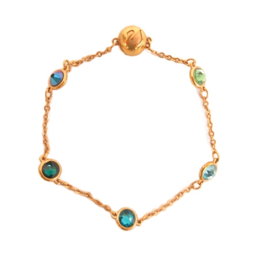 スワロフスキー SWAROVSKI ブレスレット ゴールドカラー 青 ブルー 緑 