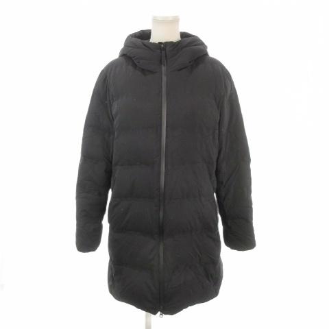 ユニクロ（UNIQLO） ダウンコート XL 黒 ブラック 無地 フード付き 