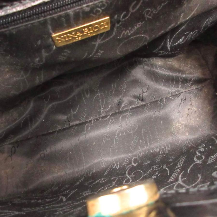 ニナリッチ NINA RICCI ハンドバッグ レザー 本革 黒 ブラック クロコ