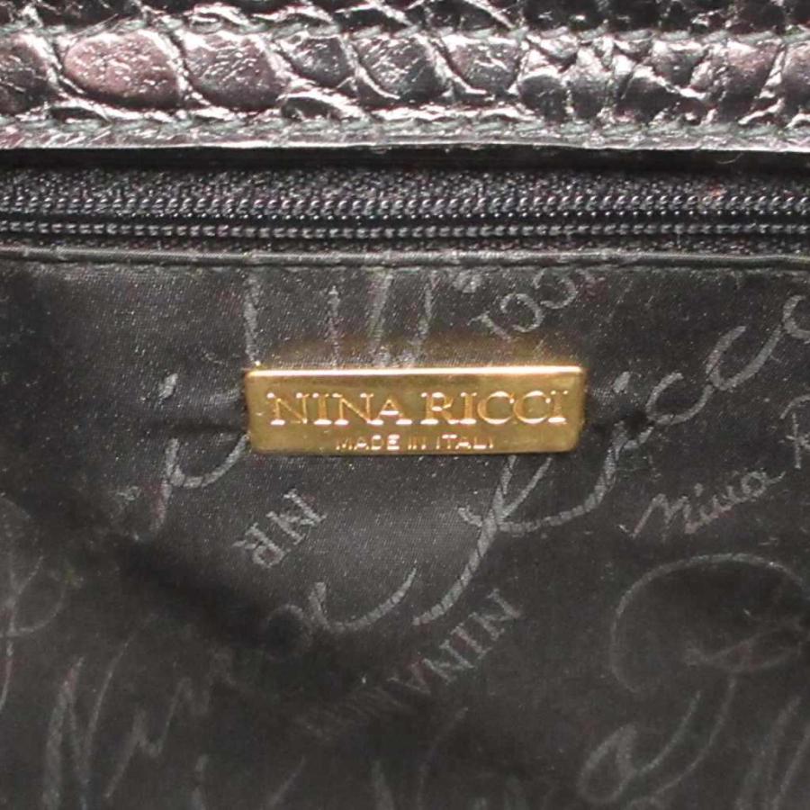 ニナリッチ NINA RICCI ハンドバッグ レザー 本革 黒 ブラック クロコ