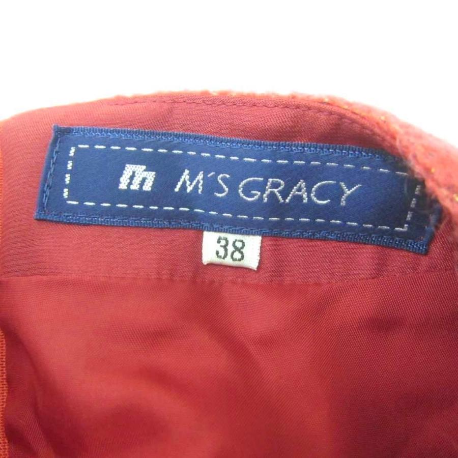 エムズグレイシー M'S GRACY ワンピース ひざ丈 長袖 ラウンドネック