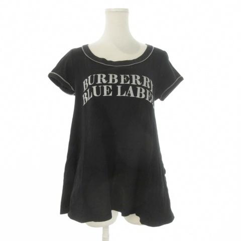 バーバリーブルーレーベル BURBERRY BLUE LABEL カットソー 38 黒 ブラック ロゴプリント ラウンドネック 半袖 /CK32 ■GY99 | BURBERRY BLUE LABEL