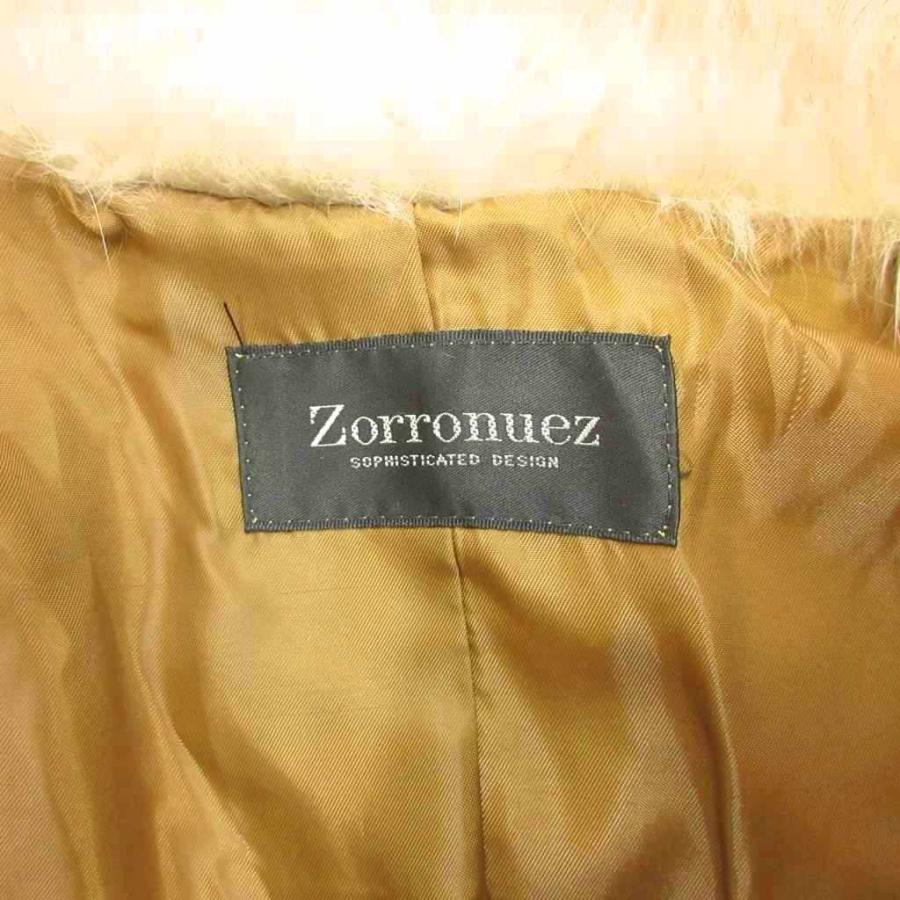 ゾロヌーズ Zorronuez ファーコート ラビットファー 毛皮 13AR ミルクティーベージュ キャメルベージュ 無地 襟付き 長袖 /KV ■GY99 レデ_4
