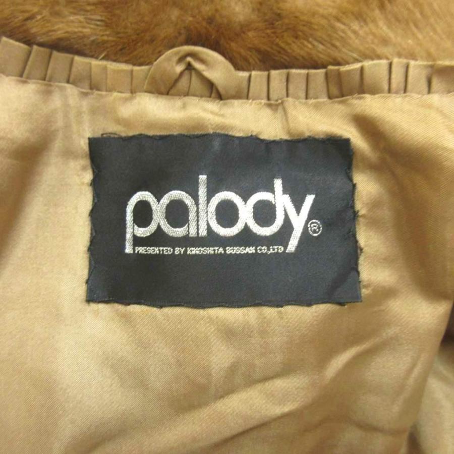 Palody パロディ ミンクファー コート 9 キャメル ショールカラー ヘリンボーン柄 ハーフ丈 /AY ■GY99 レディース_6