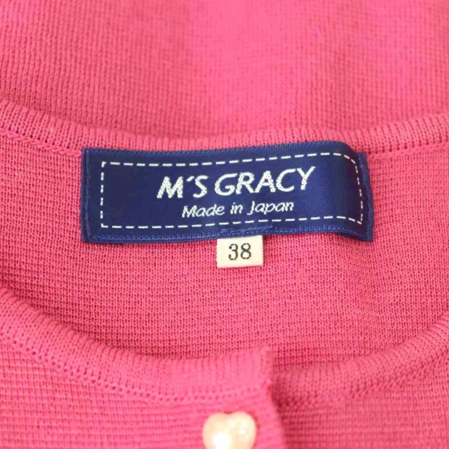エムズグレイシー カーディガン ニット 長袖 ハートボタン ウール 38 ピンク エムズグレイシー M'S GRACY カーディガン ニット 長袖 ハートボタン