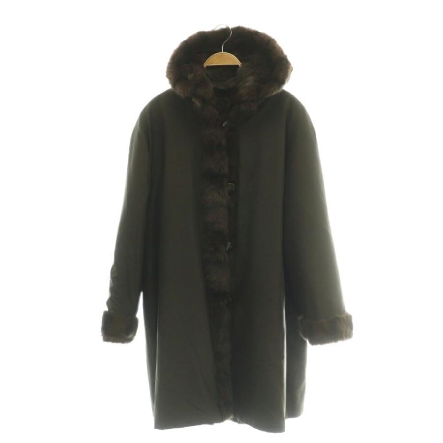 ノーブランド リバーシブルコート ファー アウター ブラウン /DF ■GY99 レディース_3