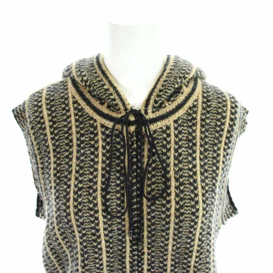シャネル CHANEL 02A ツイード ニット パーカー ベスト ノースリーブ ココマーク 42 黒 ブラック 茶 ブラウン P19796V01153 レディースの画像