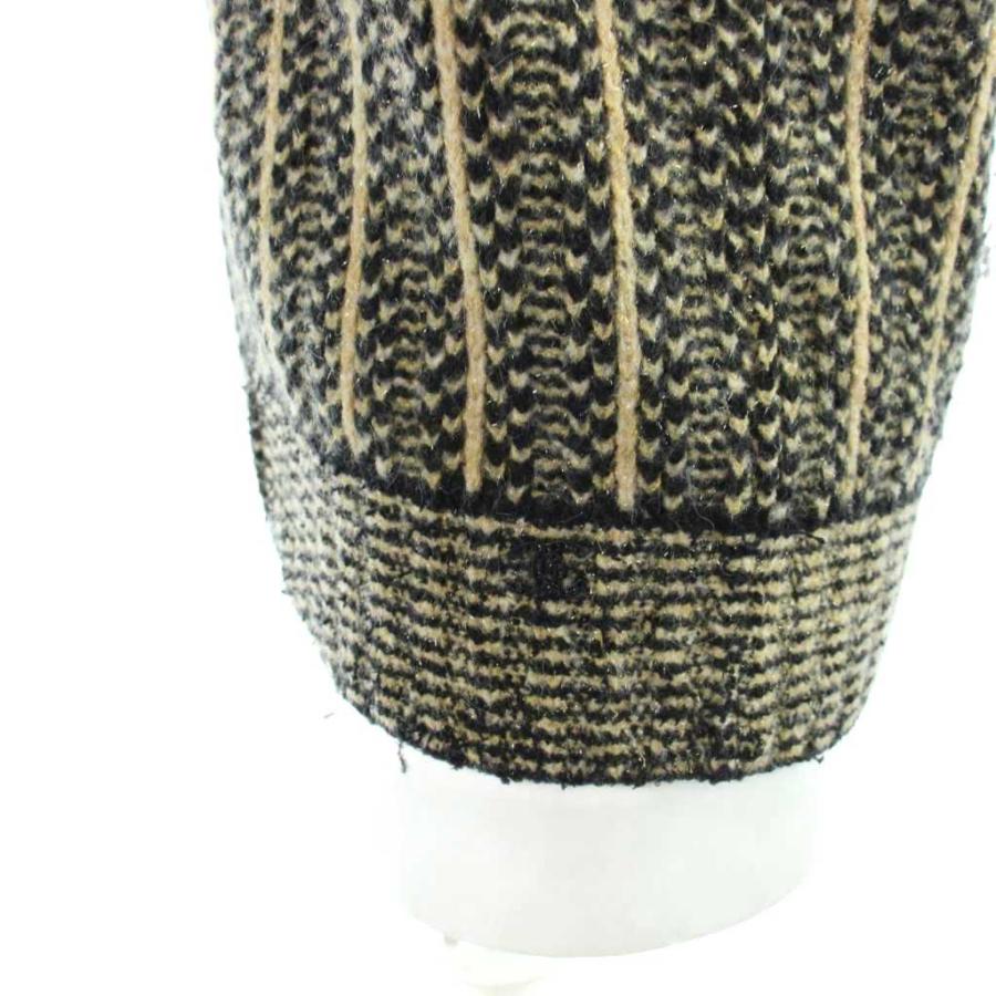 シャネル CHANEL 02A ツイード ニット パーカー ベスト ノースリーブ ココマーク 42 黒 ブラック 茶 ブラウン P19796V01153 レディースの画像